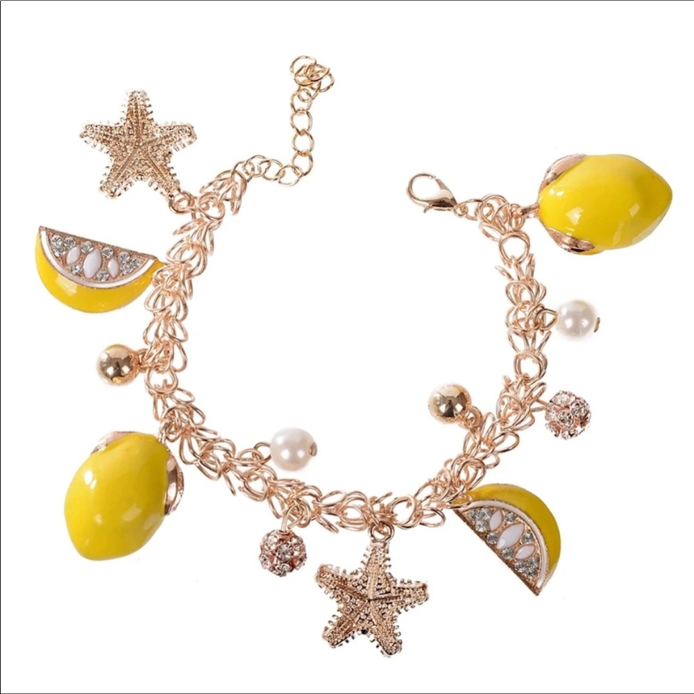 🍋PEARL LEMON STARFISH BANGLE BRACELET! 🌝